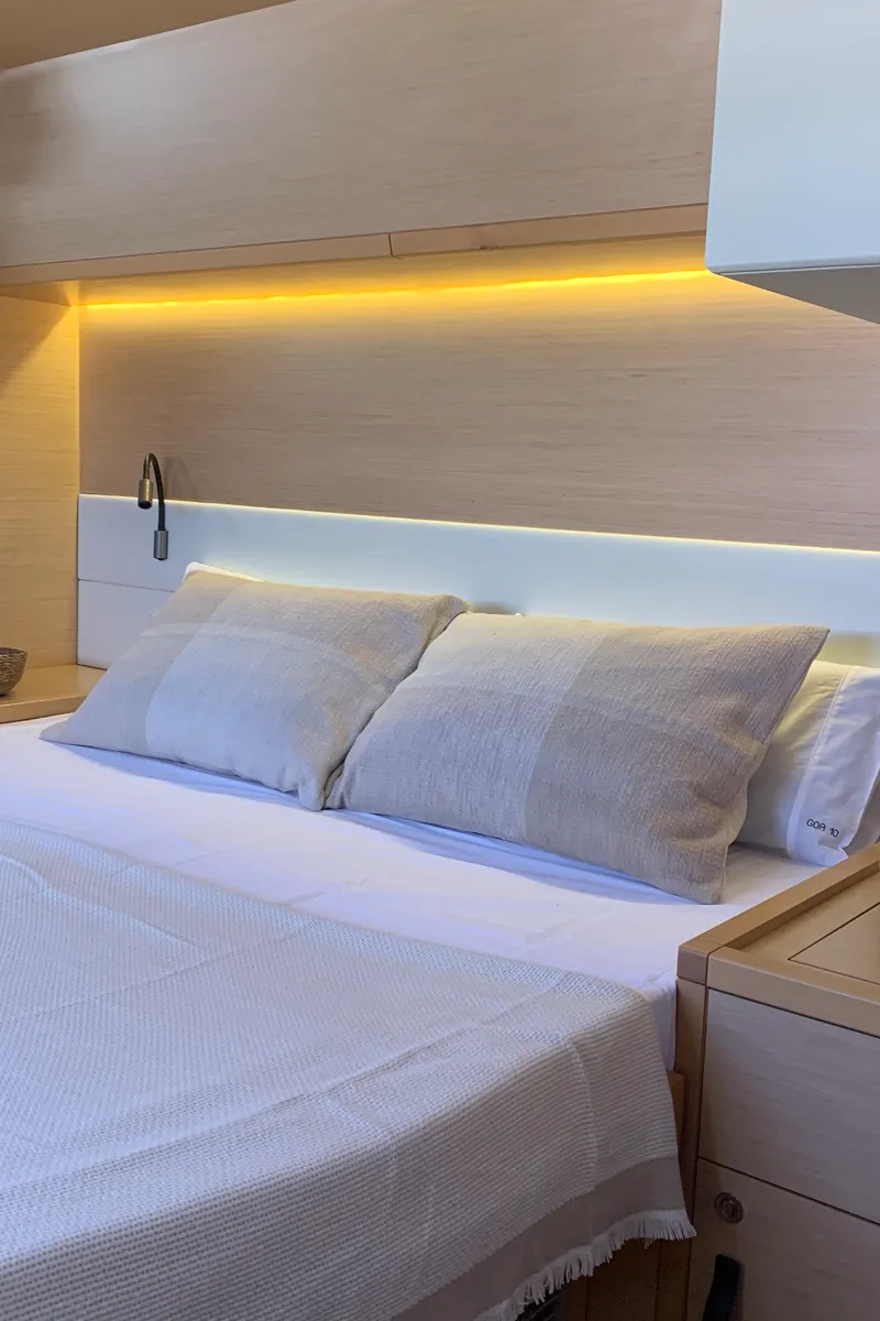 Cabin on Lagoon 52, a catamaran at Santa Eulària des Riu, Spain