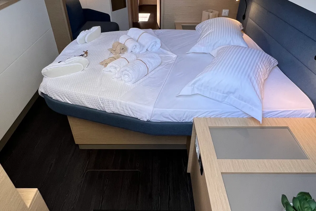 Cabin on My Precious ''E'', a Fountaine Pajot Aura 51 catamaran at Municipal Unit of Ellomenos, Greece