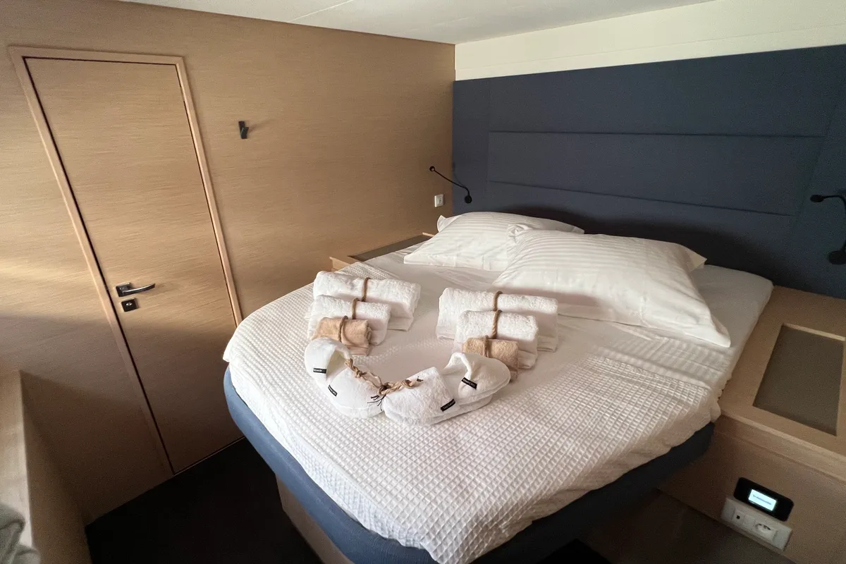Cabin on My Precious ''E'', a Fountaine Pajot Aura 51 catamaran at Municipal Unit of Ellomenos, Greece