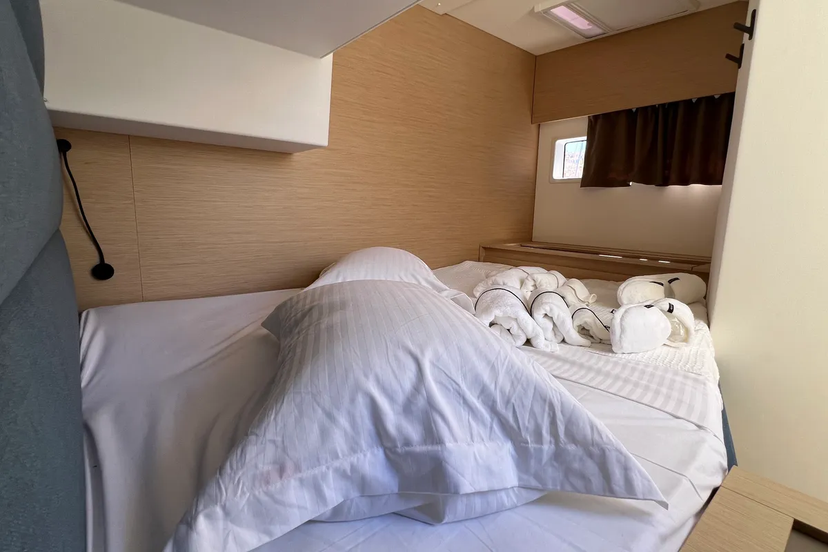 Cabin on My Precious ''E'', a Fountaine Pajot Aura 51 catamaran at Municipal Unit of Ellomenos, Greece