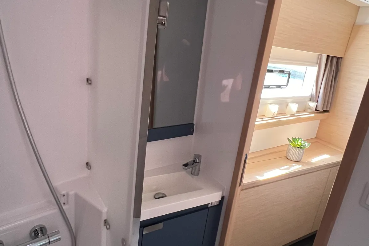 Head on My Precious ''E'', a Fountaine Pajot Aura 51 catamaran at Municipal Unit of Ellomenos, Greece