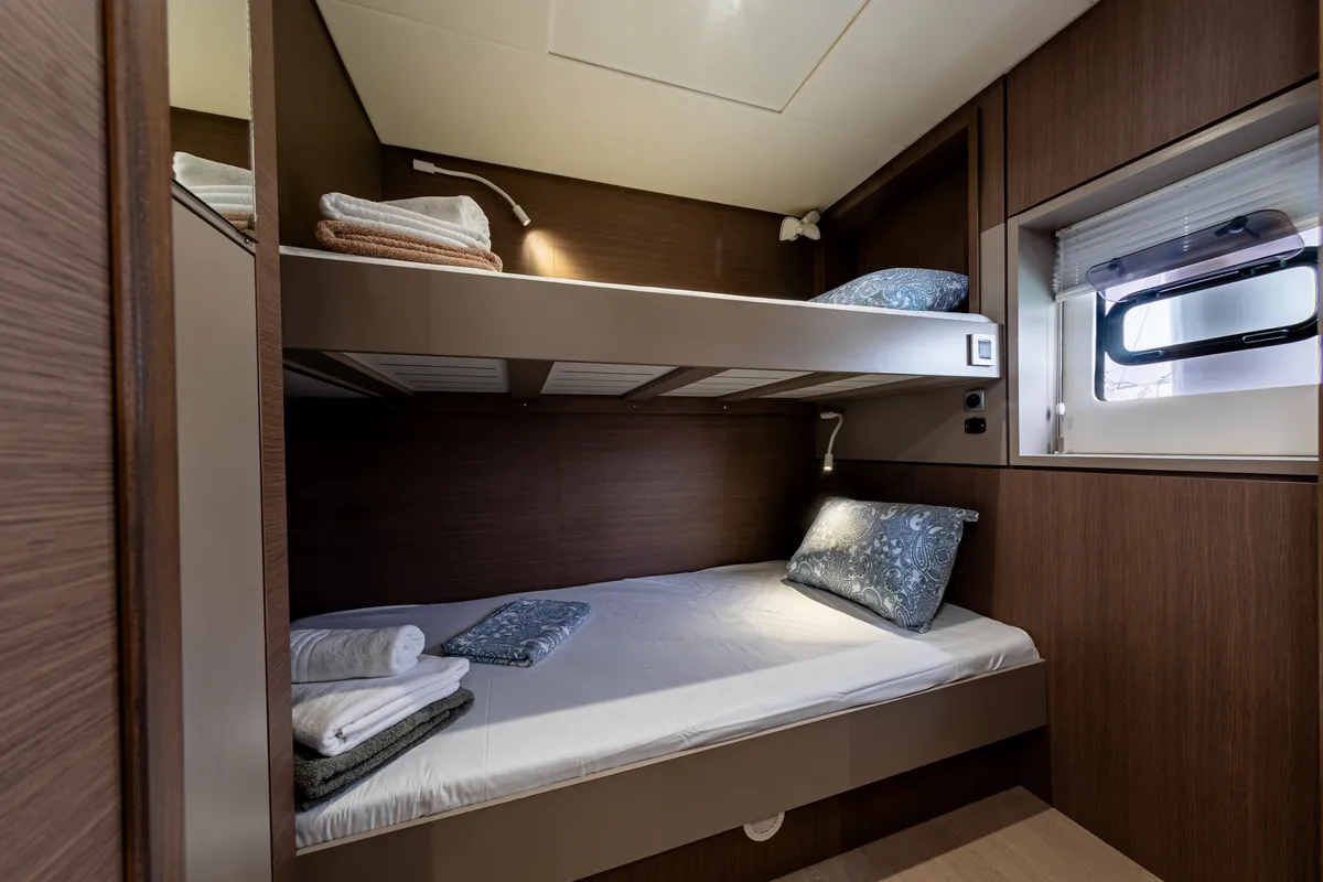 Cabin on Calypso, a Bali 4.8 catamaran at Lefkada, Greece