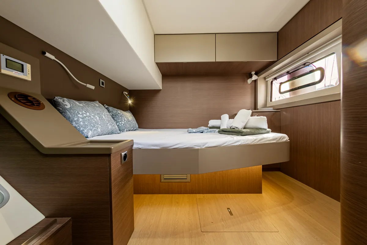 Cabin on Calypso, a Bali 4.8 catamaran at Lefkada, Greece