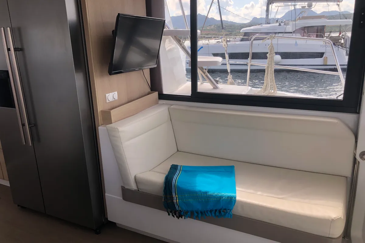 Hogwarts, a Bali 4.3 catamaran at Olbia, Italy