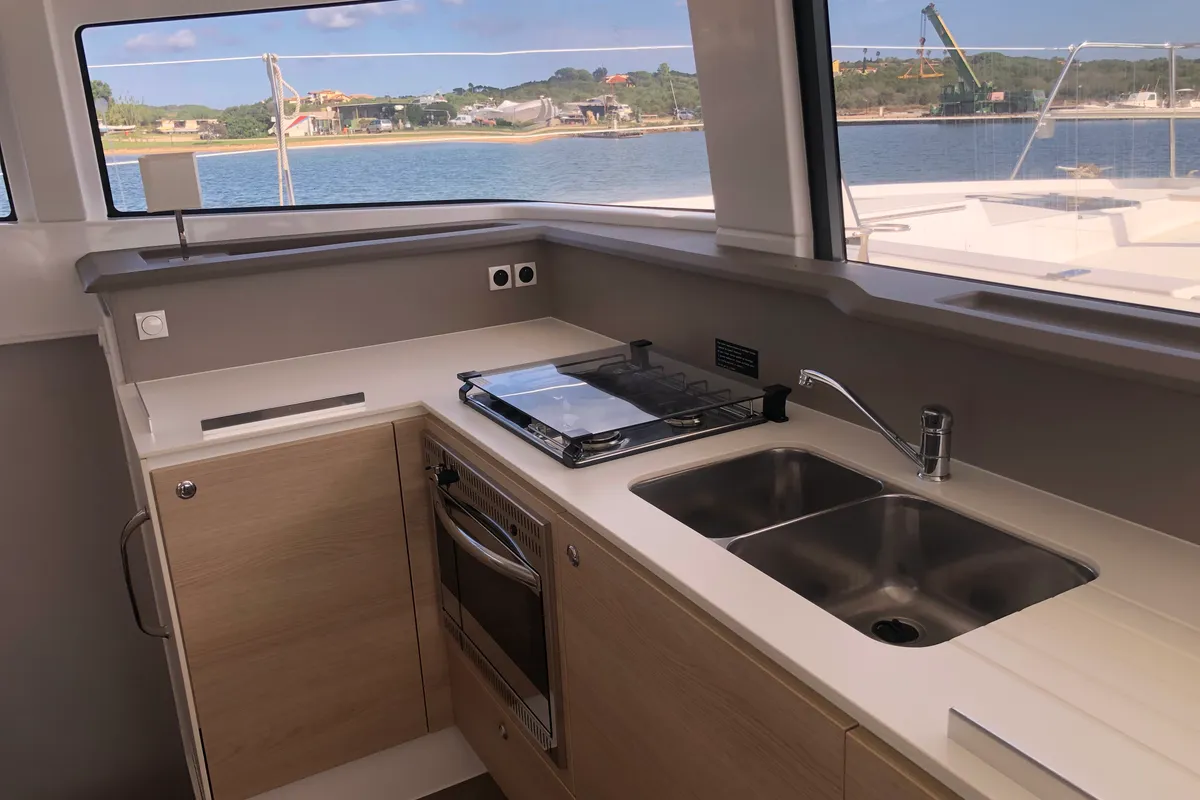 Hogwarts, a Bali 4.3 catamaran at Olbia, Italy