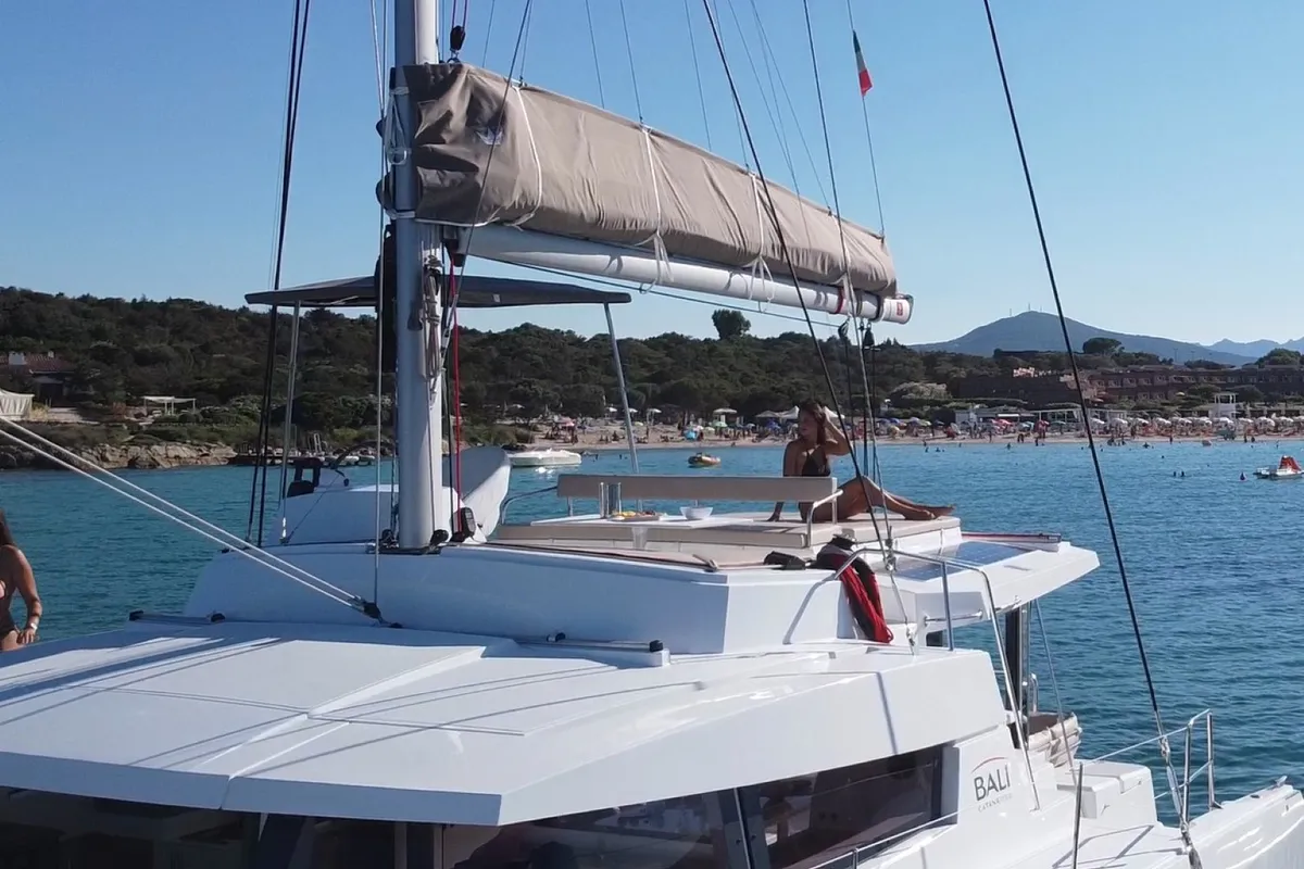 Hogwarts, a Bali 4.3 catamaran at Olbia, Italy