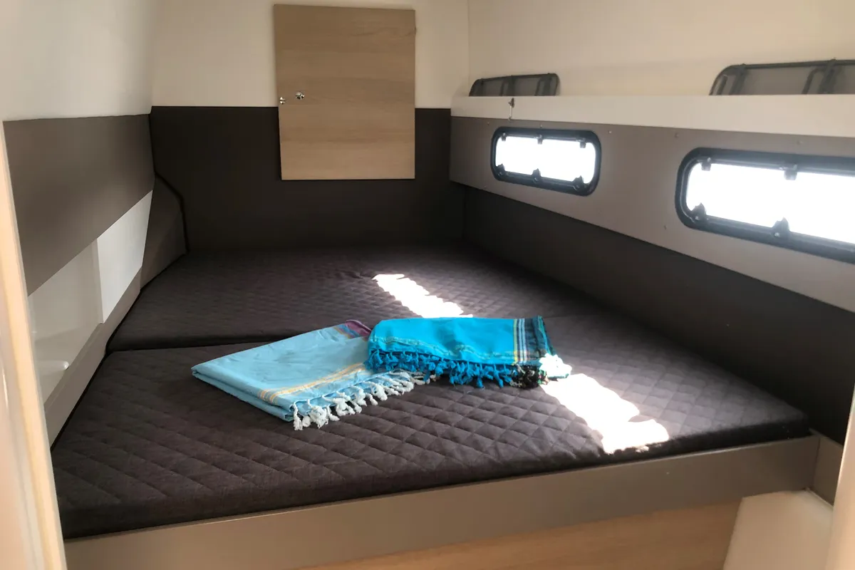 Hogwarts, a Bali 4.3 catamaran at Olbia, Italy