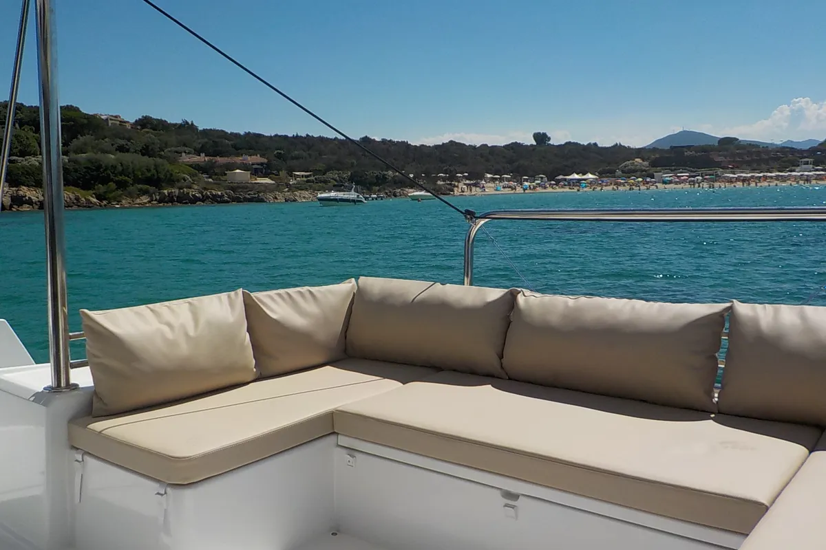 Hogwarts, a Bali 4.3 catamaran at Olbia, Italy
