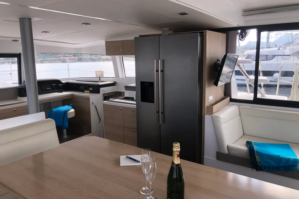 Hogwarts, a Bali 4.3 catamaran at Olbia, Italy