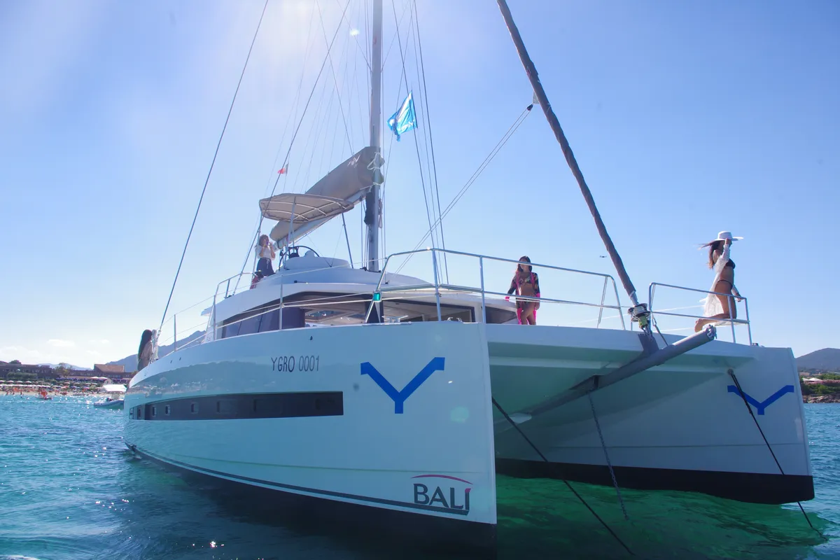 Hogwarts, a Bali 4.3 catamaran at Olbia, Italy