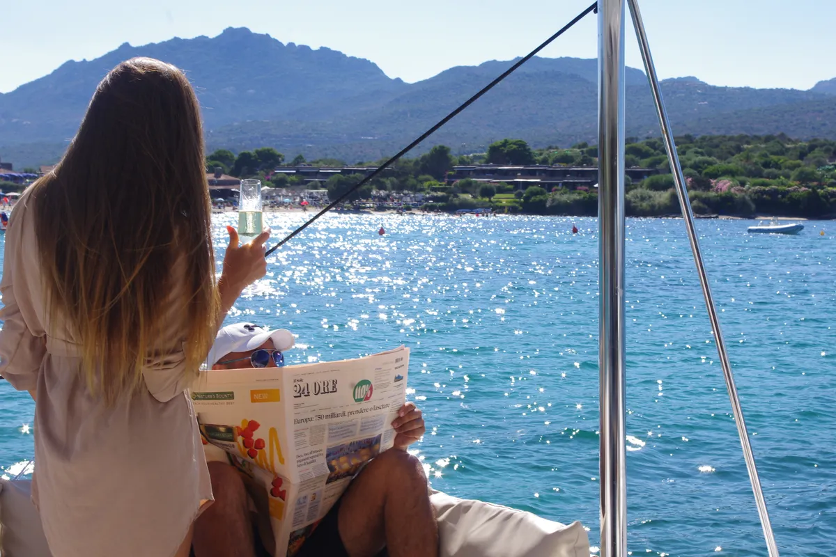 Hogwarts, a Bali 4.3 catamaran at Olbia, Italy