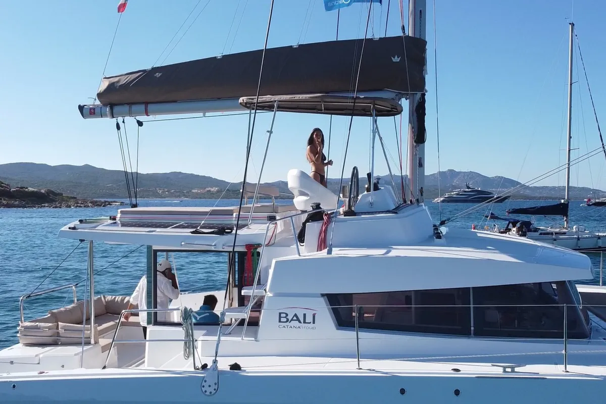 Hogwarts, a Bali 4.3 catamaran at Olbia, Italy