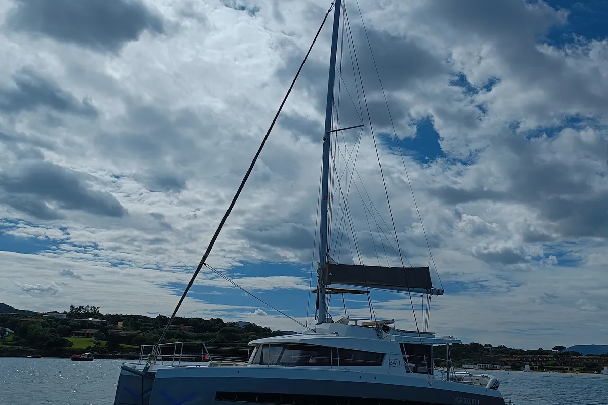 Hogwarts, a Bali 4.3 catamaran at Olbia, Italy