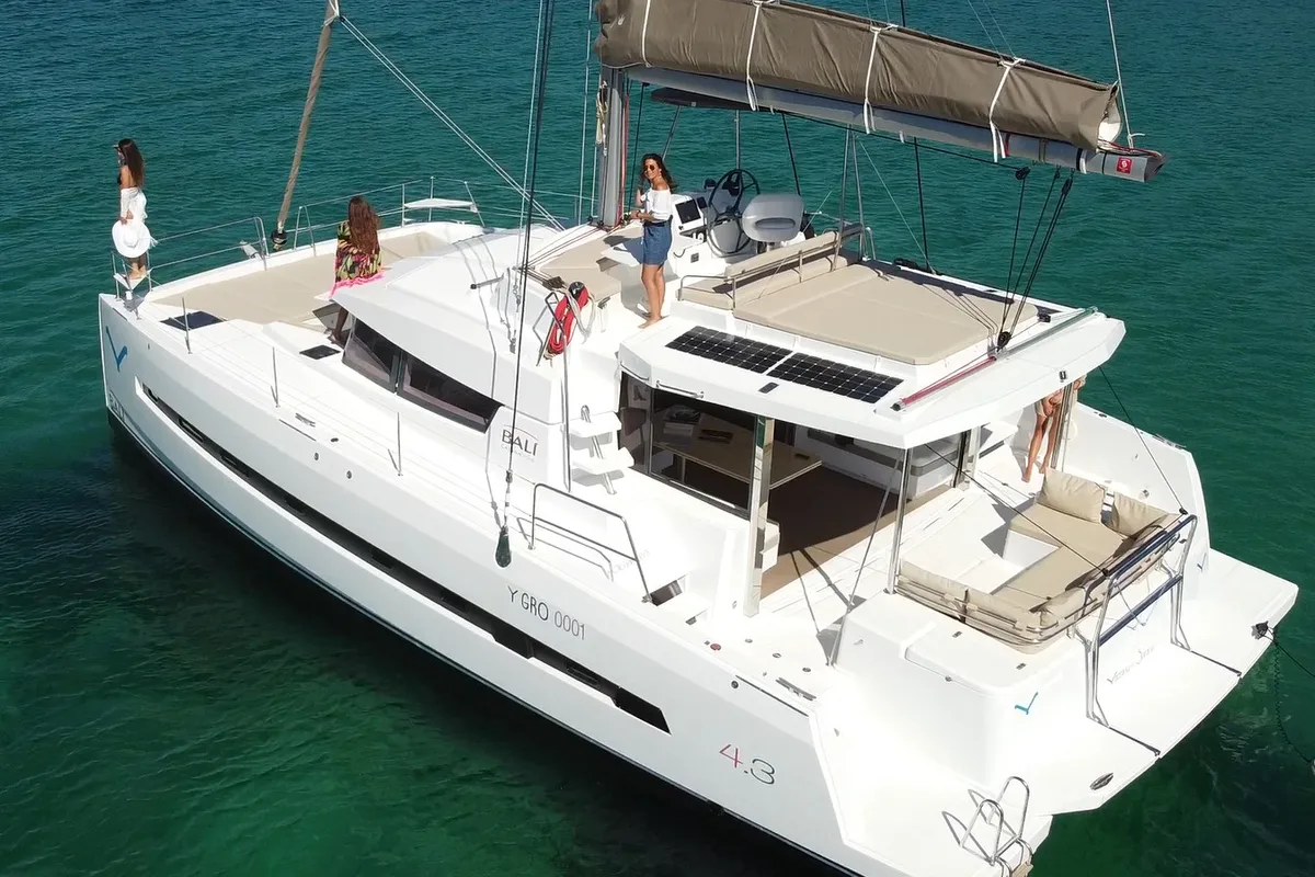 Hogwarts, a Bali 4.3 catamaran at Olbia, Italy