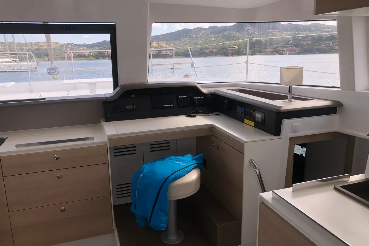 Hogwarts, a Bali 4.3 catamaran at Olbia, Italy