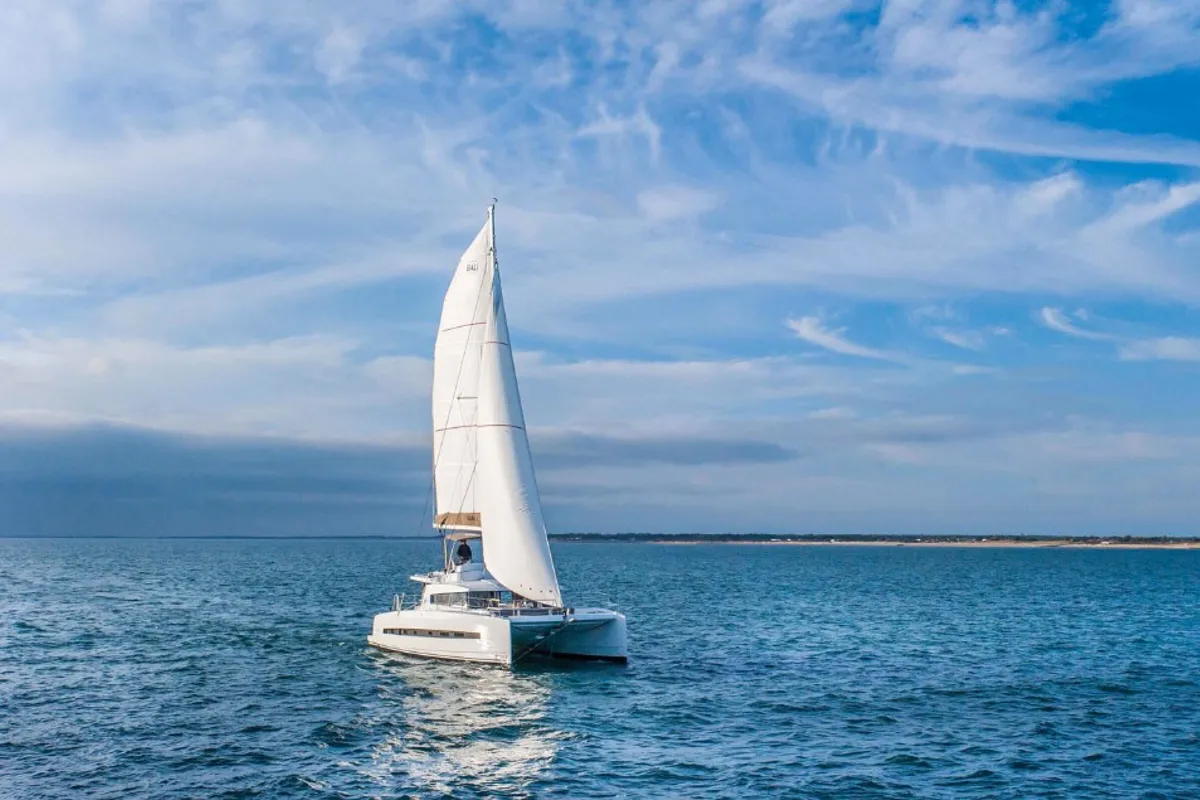 Hogwarts, a Bali 4.3 catamaran at Olbia, Italy