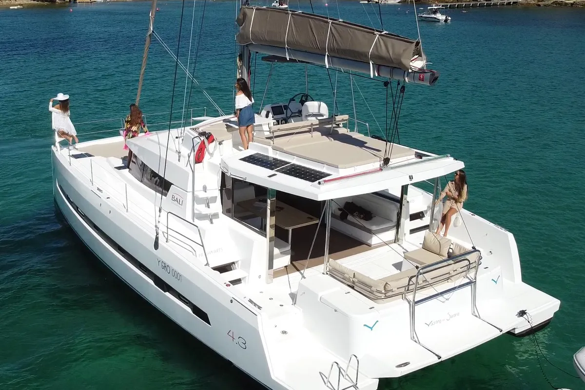 Hogwarts, a Bali 4.3 catamaran at Olbia, Italy