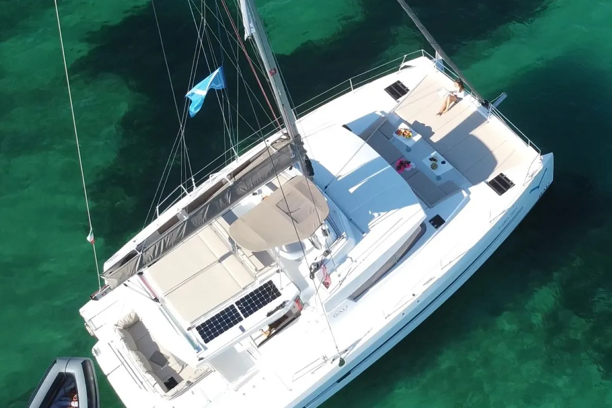 Hogwarts, a Bali 4.3 catamaran at Olbia, Italy