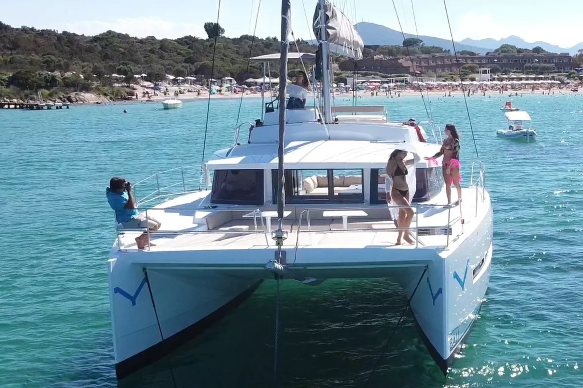 Hogwarts, a Bali 4.3 catamaran at Olbia, Italy
