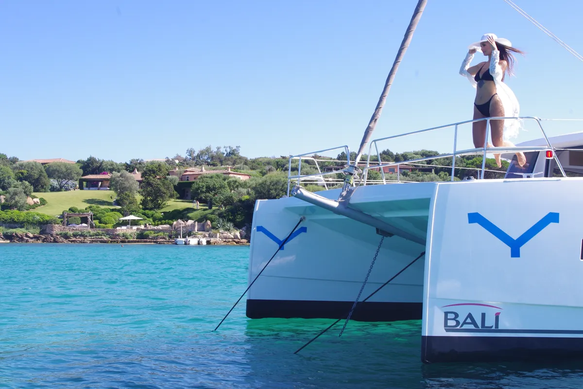 Hogwarts, a Bali 4.3 catamaran at Olbia, Italy