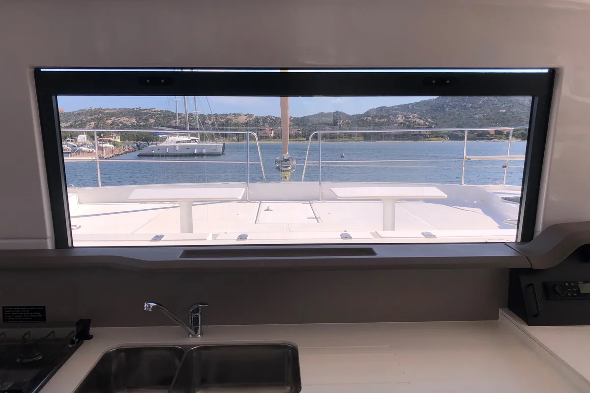 Hogwarts, a Bali 4.3 catamaran at Olbia, Italy