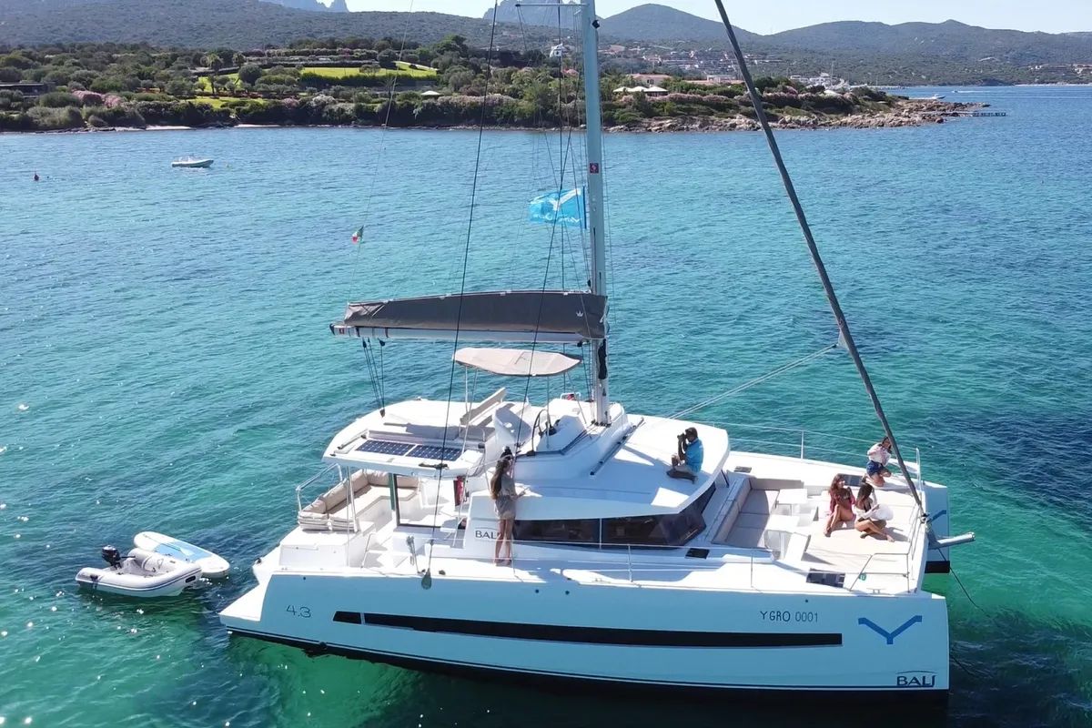 Hogwarts, a Bali 4.3 catamaran at Olbia, Italy