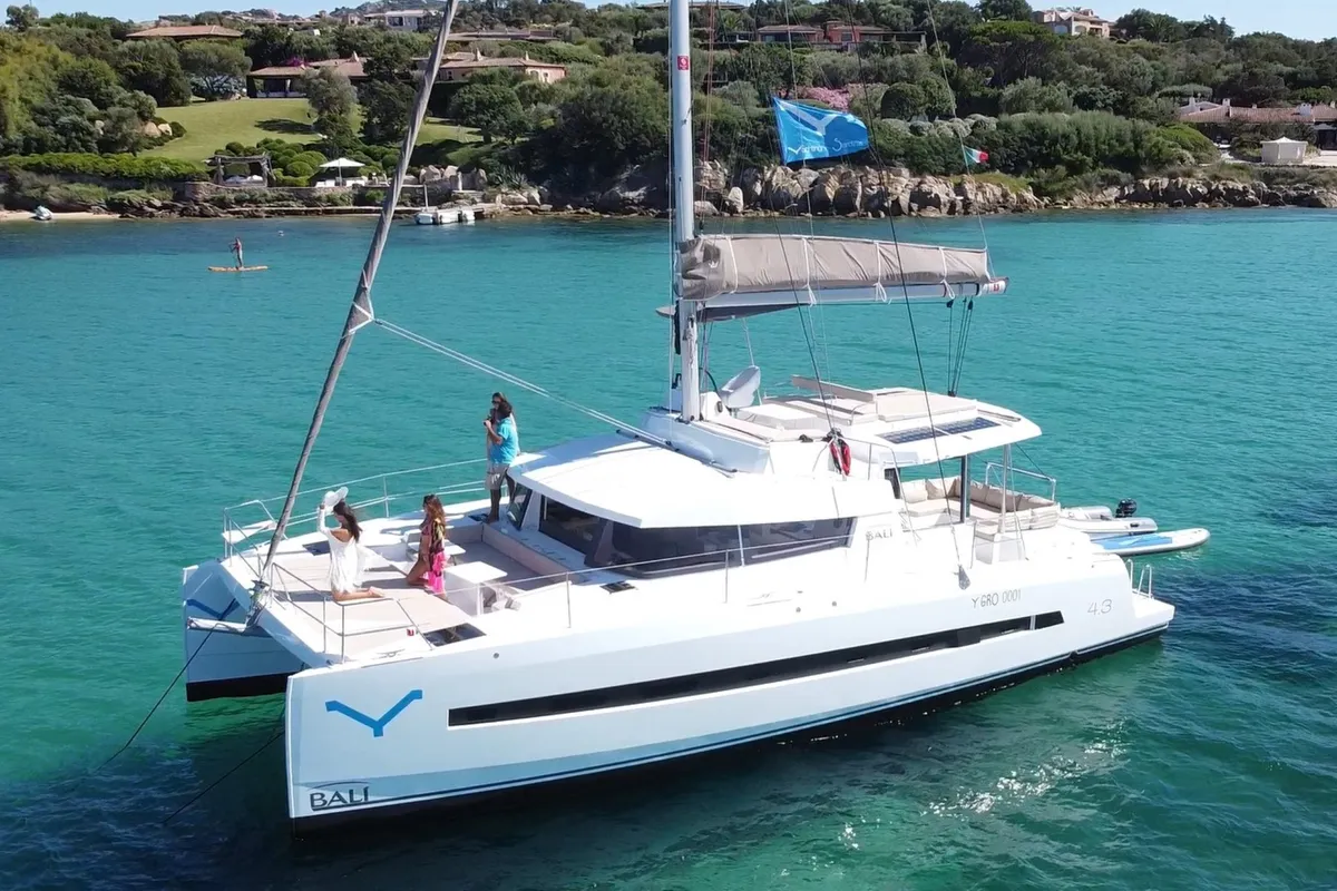 Hogwarts, a Bali 4.3 catamaran at Olbia, Italy