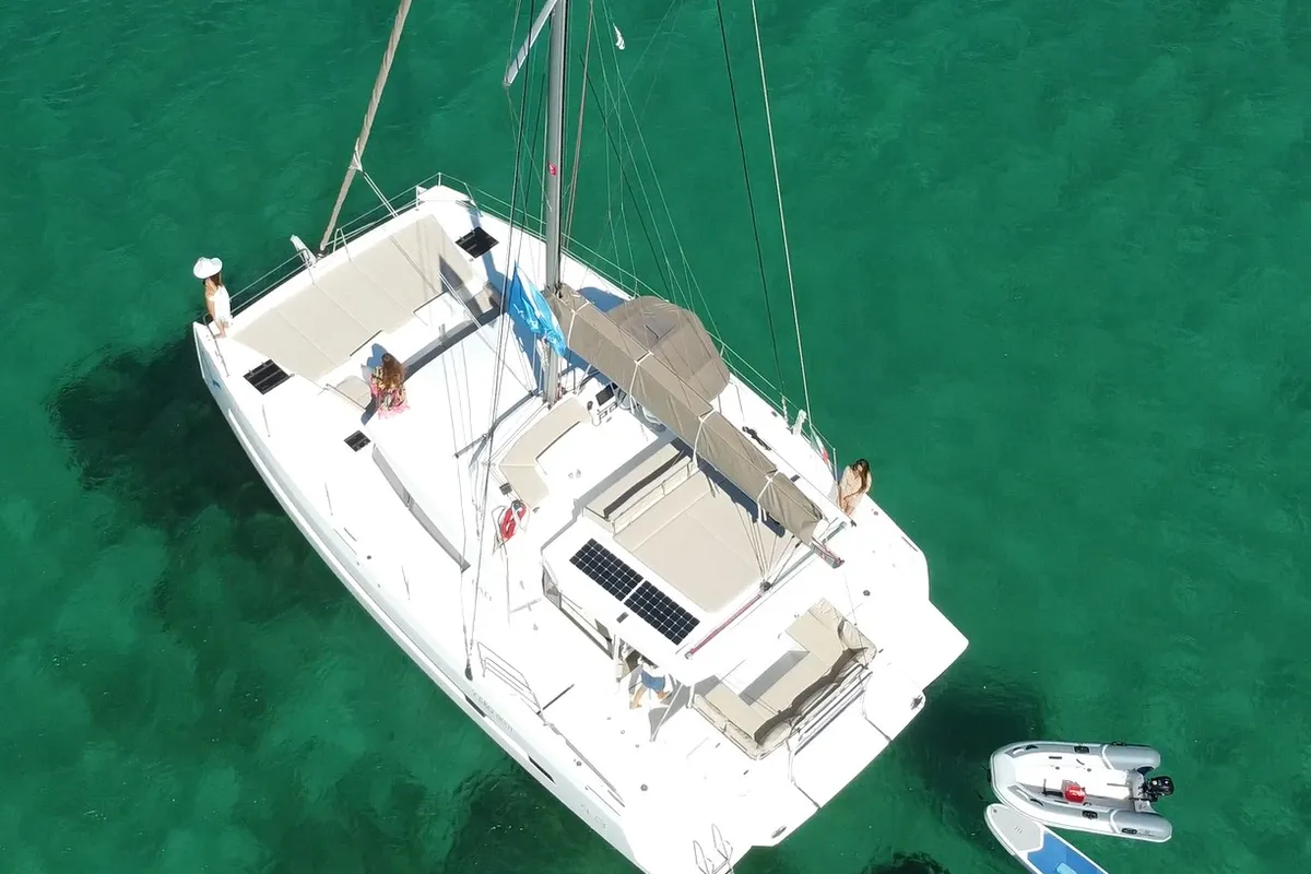 Hogwarts, a Bali 4.3 catamaran at Olbia, Italy