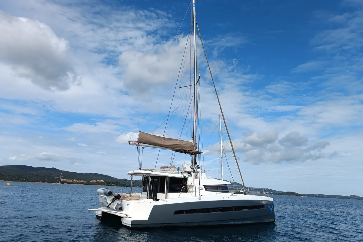Hogwarts, a Bali 4.3 catamaran at Olbia, Italy