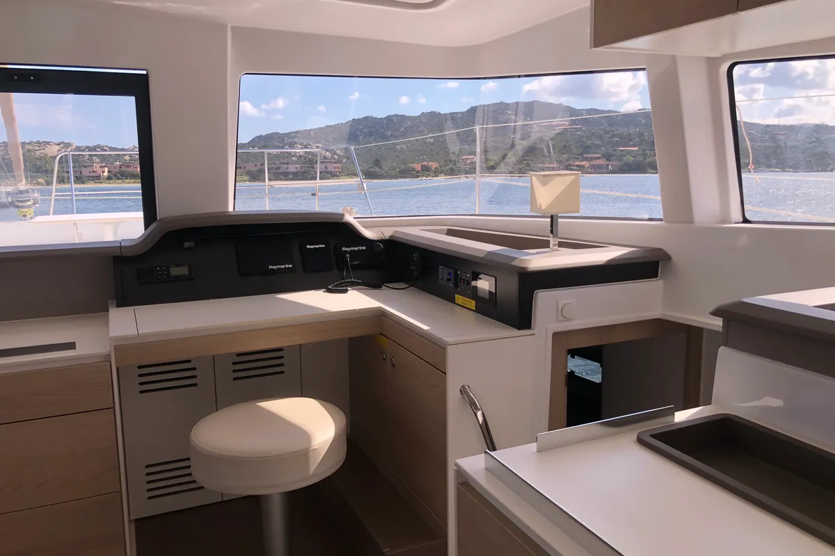Hogwarts, a Bali 4.3 catamaran at Olbia, Italy