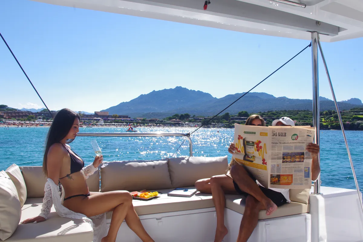 Hogwarts, a Bali 4.3 catamaran at Olbia, Italy