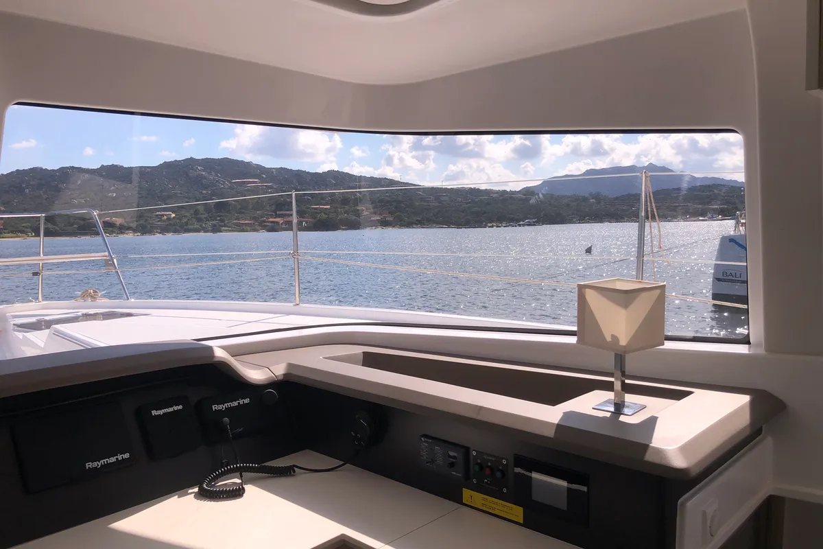 Hogwarts, a Bali 4.3 catamaran at Olbia, Italy