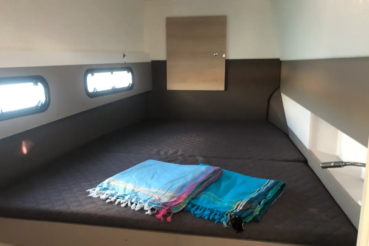 Hogwarts, a Bali 4.3 catamaran at Olbia, Italy