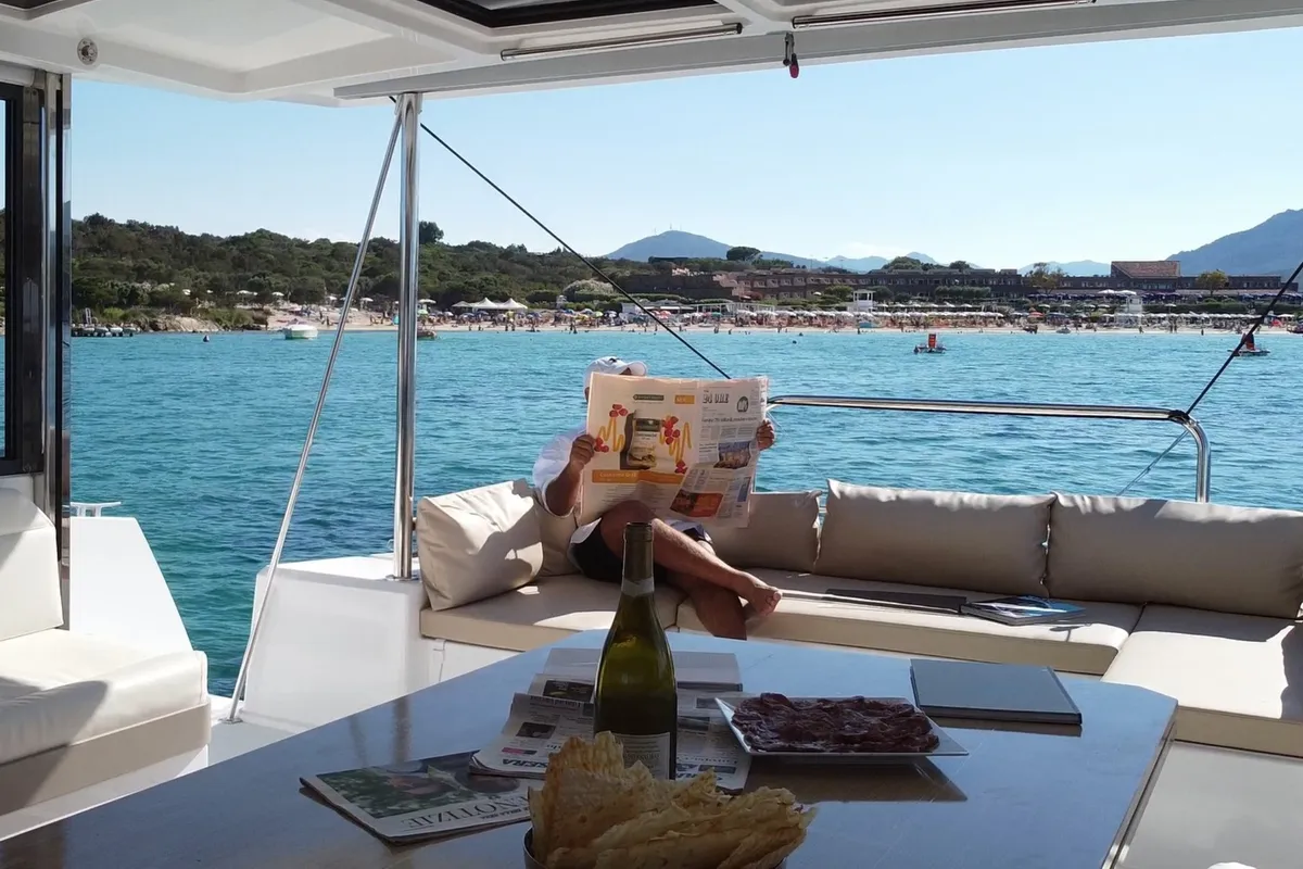 Hogwarts, a Bali 4.3 catamaran at Olbia, Italy