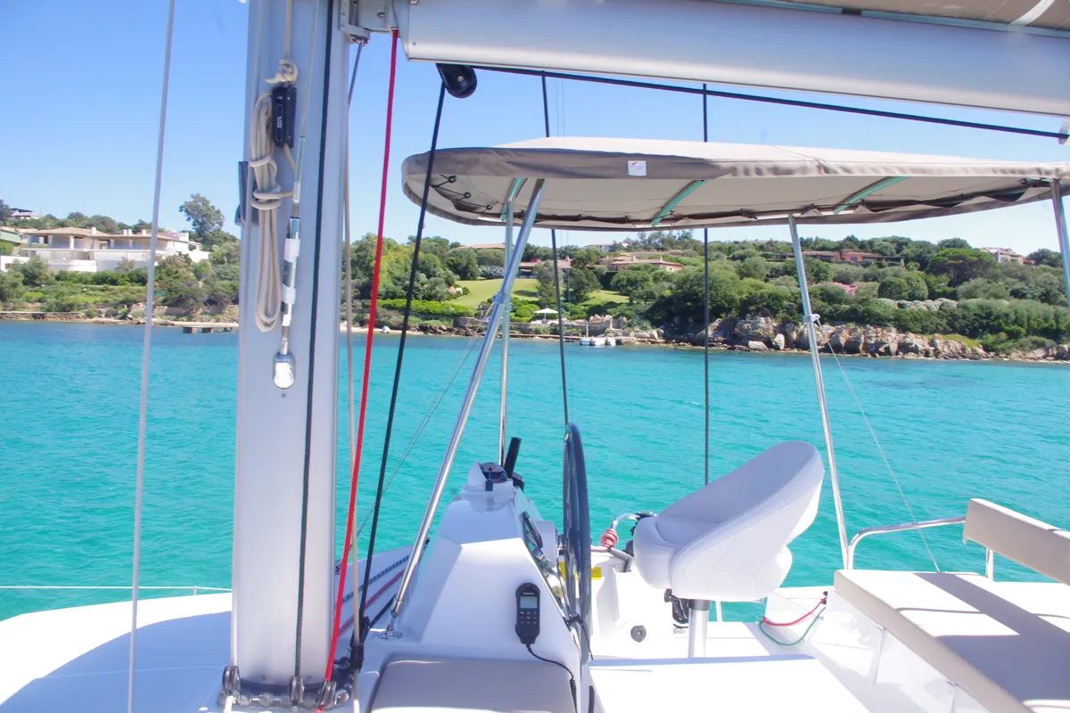 Hogwarts, a Bali 4.3 catamaran at Olbia, Italy