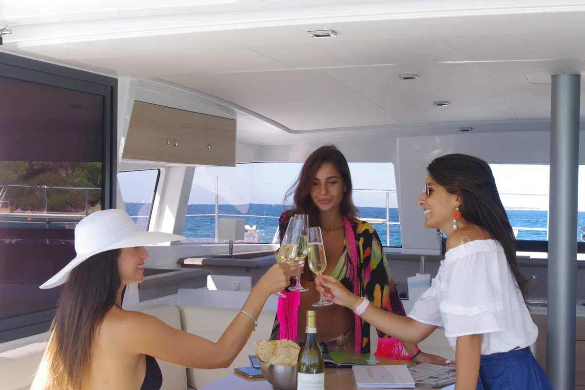 Hogwarts, a Bali 4.3 catamaran at Olbia, Italy