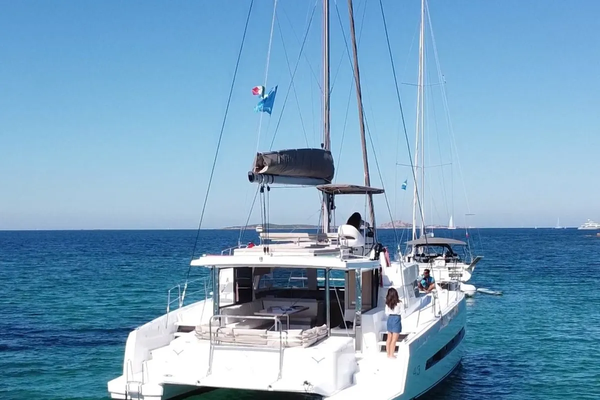 Hogwarts, a Bali 4.3 catamaran at Olbia, Italy