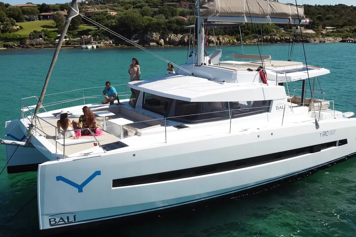 Hogwarts, a Bali 4.3 catamaran at Olbia, Italy