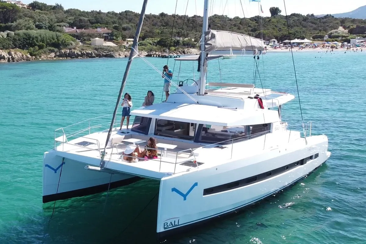 Hogwarts, a Bali 4.3 catamaran at Olbia, Italy