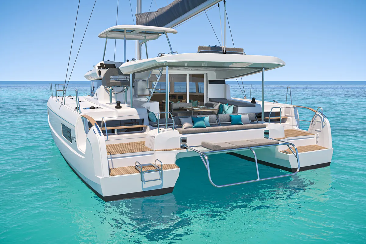 Exterior view of Stela, a Lagoon 43 catamaran at Seget Donji, Croatia