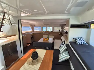 Salon of Stela, a Lagoon 43 catamaran at Seget Donji, Croatia