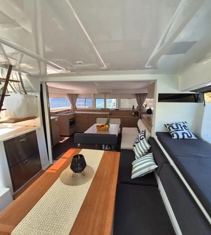Salon of Stela, a Lagoon 43 catamaran at Seget Donji, Croatia