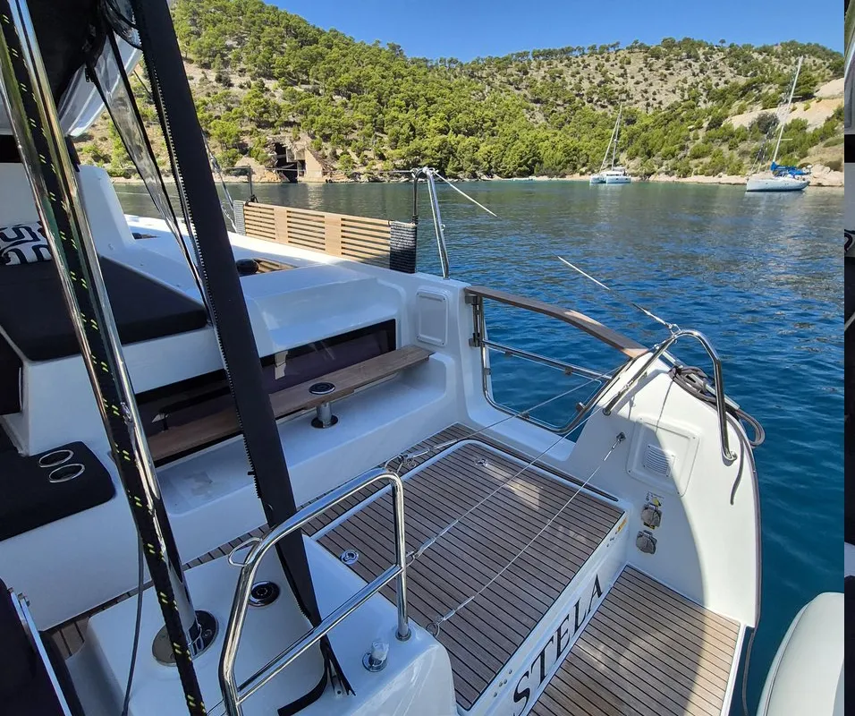 Deck of Stela, a Lagoon 43 catamaran at Seget Donji, Croatia