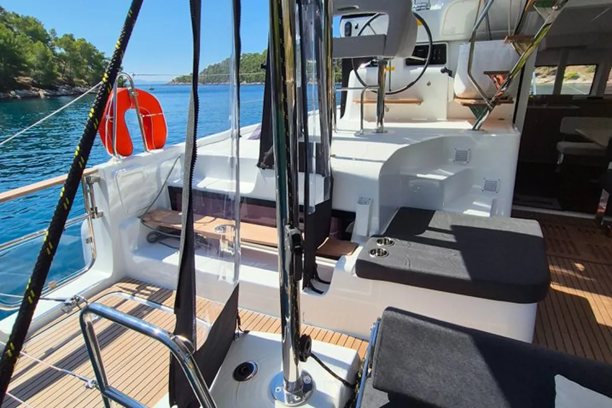 Deck of Stela, a Lagoon 43 catamaran at Seget Donji, Croatia