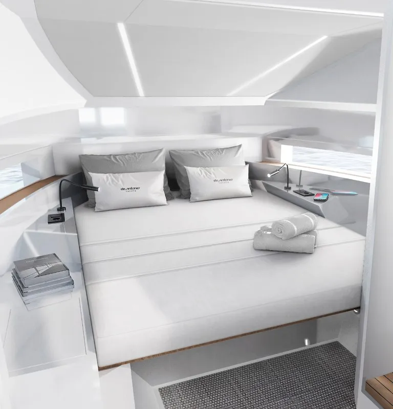 Cabin on Katarina, a De Antonio D32 motorboat at Seget Donji, Croatia
