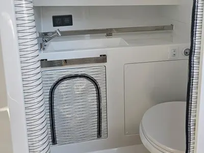 Galley of Katarina, a De Antonio D32 motorboat at Seget Donji, Croatia