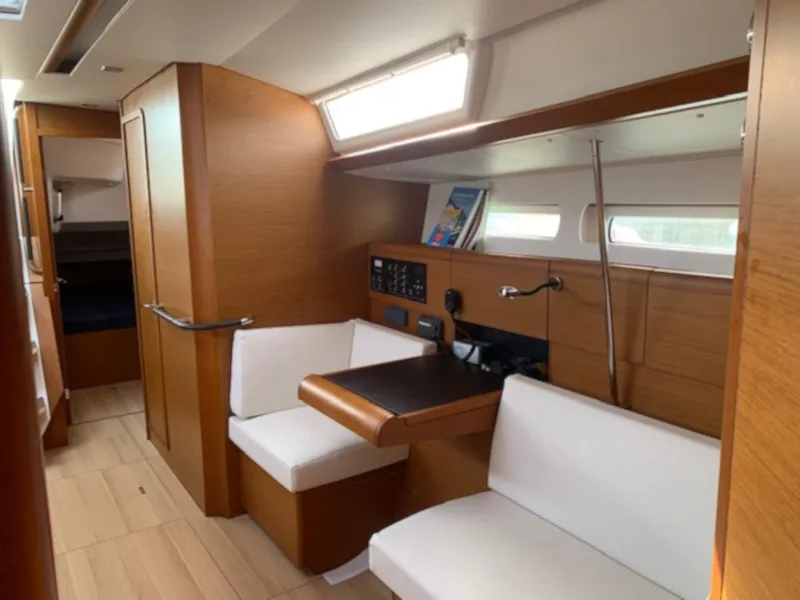Salon of Nashira, a Jeanneau Sun Odyssey 449 sailboat at Salerno, Italy