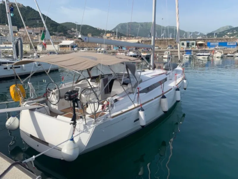 Exterior view of Nashira, a Jeanneau Sun Odyssey 449 sailboat at Salerno, Italy