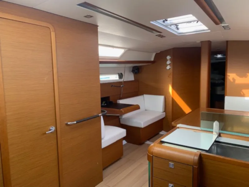 Salon of Nashira, a Jeanneau Sun Odyssey 449 sailboat at Salerno, Italy