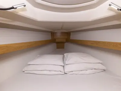 Cabin on Lena, a Bavaria Cruiser 34 Style sailboat at Zadar, Croatia